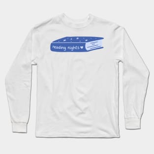 reading nights blue, magic book with stars sticker Long Sleeve T-Shirt